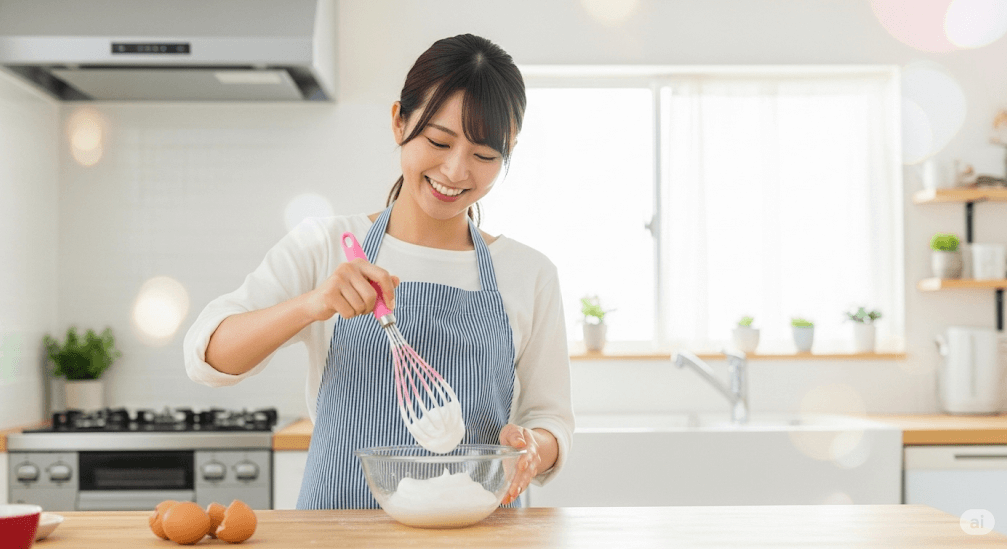 100均の泡立て器で完璧なメレンゲが！ふわふわを叶える神アイテム