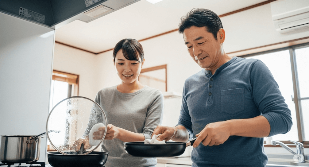 熱湯で油汚れを浮かせよう