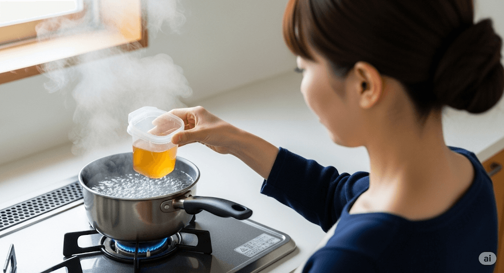 プラスチック容器で湯煎してもいい?