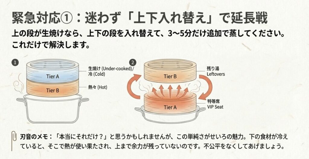 の段が生焼けなら、迷わず