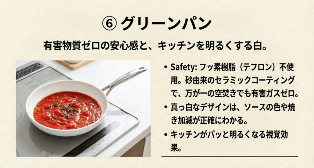 有害物質ゼロで安心な白いフライパン グリーンパン