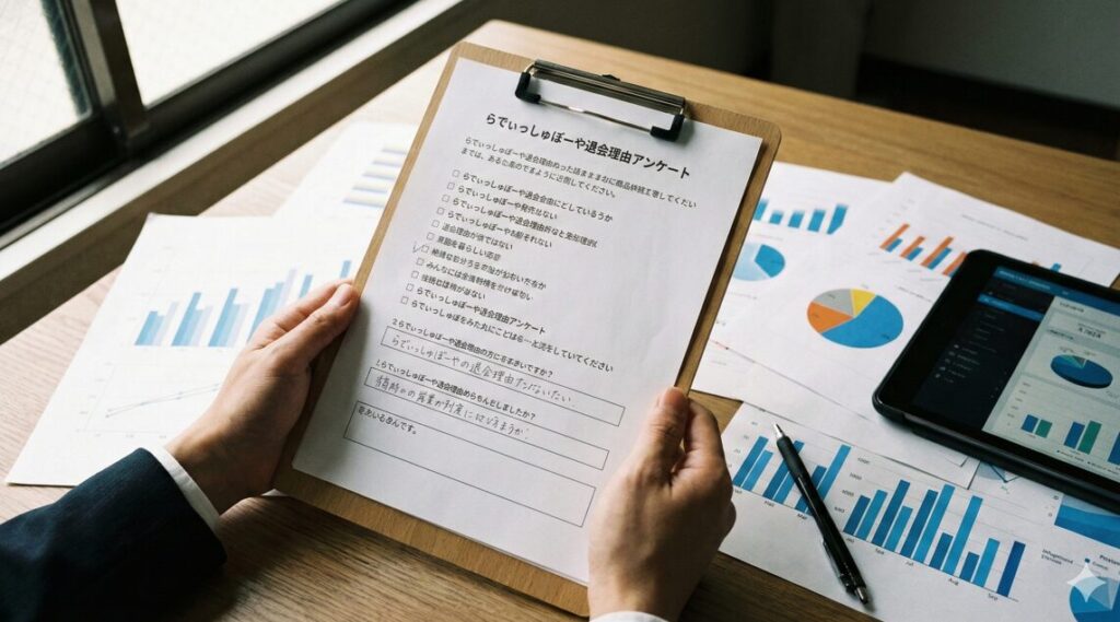 らでぃっしゅぼーやの退会理由に関する独自アンケート調査票と集計グラフ