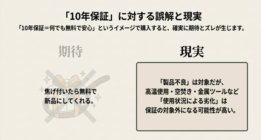 10年保証の対象外になる可能性が高い使用状況による劣化の説明