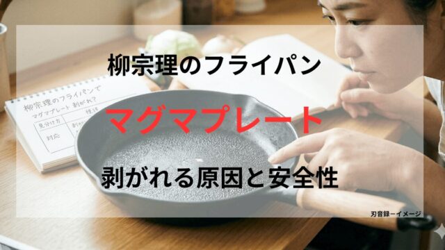 柳宗理のマグマプレート鉄フライパンのコーティング剥がれを指さし確認している。