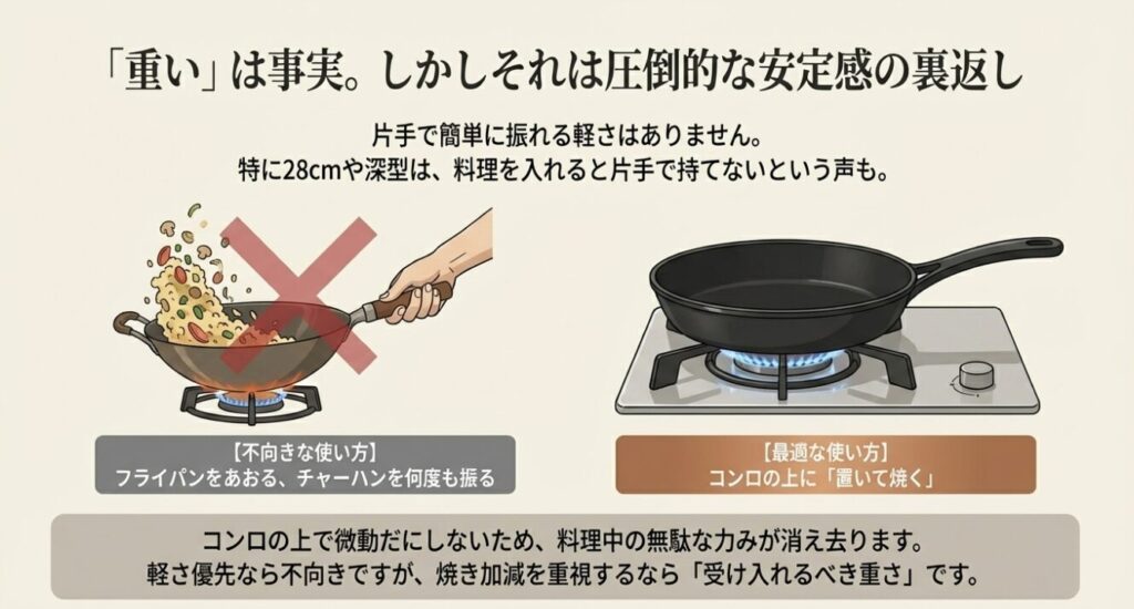 王様フライパンPENTAの「重い」という事実と圧倒的な安定感を活かす使い方