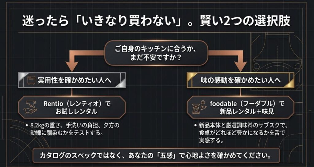 オートクッカービストロをいきなり買わずにRentioやfoodableで試す賢い選択肢